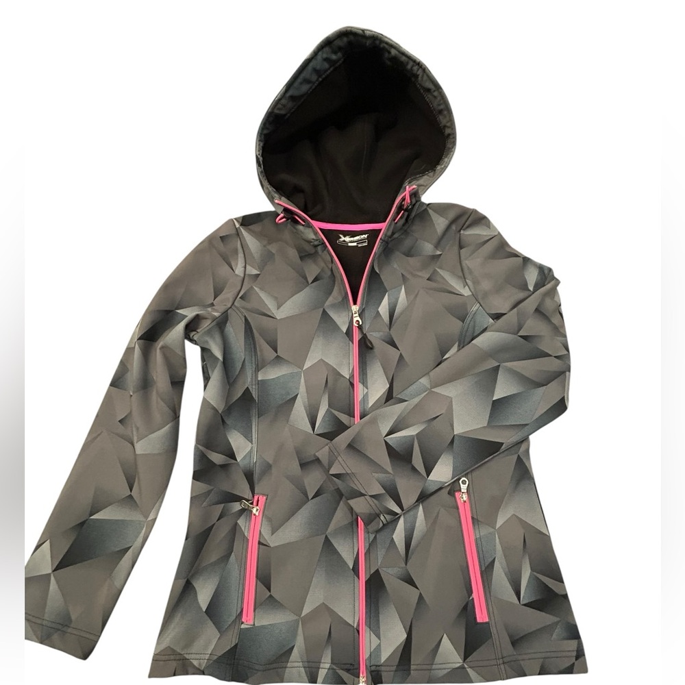 Xersion‎ Black and Pink Performance Activewear Hooded Jacket